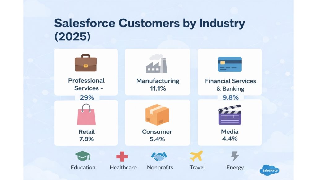 How Many Companies Use Salesforce in 2025? 2 Customers by industry