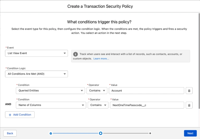 How Salesforce Canary Records Detect Security Threats 5 create a transection security policy