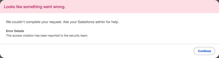 How Salesforce Canary Records Detect Security Threats 4 errpr page
